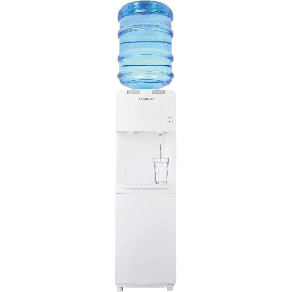 imageFrigidaire EFWC498 Top Loading Cooler Dispenser Hot ampamp Cold Water Child Safety Lock Innovative Slim ampamp Sleek Design Holds 3 or 5 Gallon Bottles BlackWhite