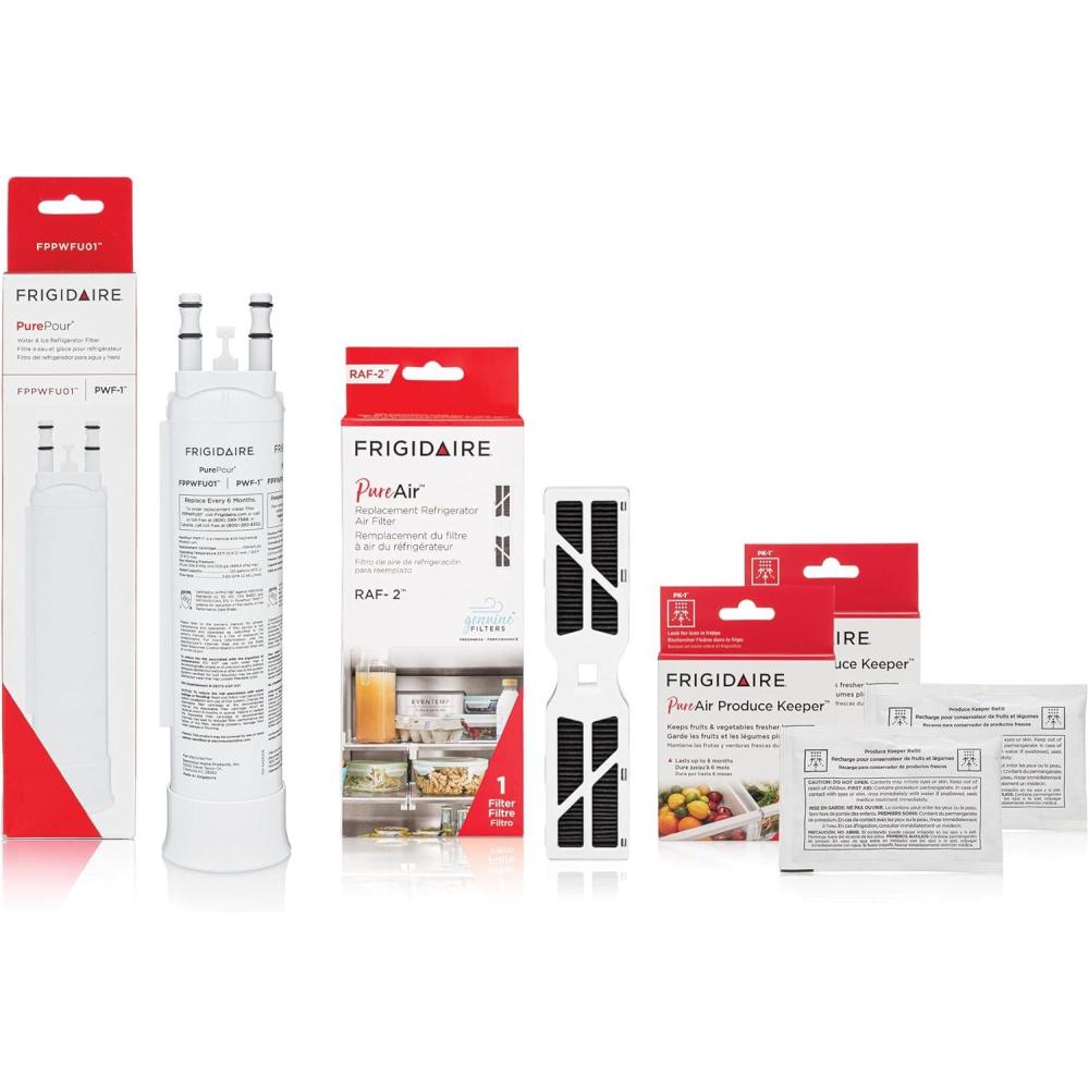 imageFrigidaire PurePour PWF1 FPPWFU01 PureAir RAF2 FRGPAAF2 2 pcs PK1 FRPAPKRF Water ampamp Air Filter Combo