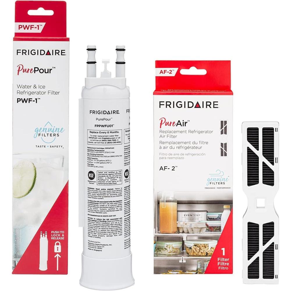 imageFrigidaire PurePour PWF1 FPPWFU01 ampamp PureAir AF2 FRGPAAF2 Water ampamp Air Filter Combo Kit2 Piece Set