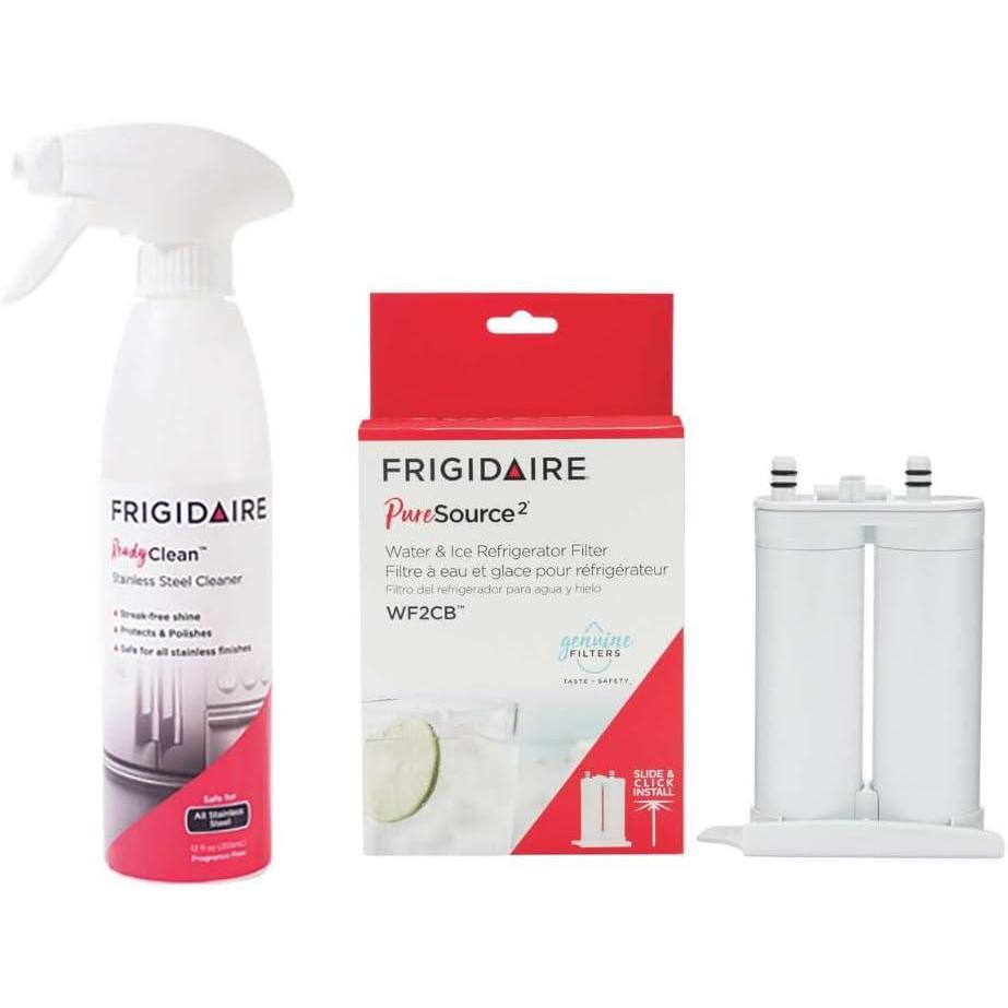 imageFrigidaire WF2CB Water Filter Replacement Bonus Stainless Steel Fridge Cleaner Spray Bundle