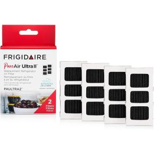 FRIGIDAIRE PAULTRA2 Pure Air Ultra II Refrigerator Air Filter with Carbon Technology to Absorb Food Odors, 3.8 Inch x 1.8 Inch, White(4 Count (Pack of 1))