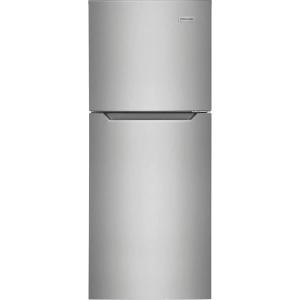 Frigidaire 10.1 Cu. Ft. Compact ADA Top Freezer Refrigerator in White with Electronic Control Panel, Reversible Door Swing, ENERGY STAR(Brushed Steel)