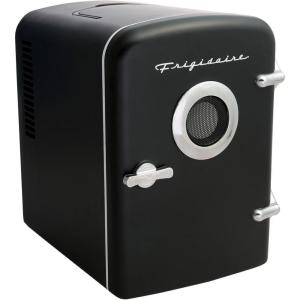 Frigidaire EFMIS151 Mini Portable Compact Personal Home Office Fridge Cooler BUILT IN SPEAKER, 4L Capacity, Chills Six 12 oz Cans, 100% Freon-Free & Eco Friendly(Black)