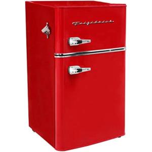 Frigidaire EFR840 Retro Mini Fridge with Freezer & Side Bottle Opener – Small 2 Door Refrigerator for Office Bar or College Dorm Room – 3.2 Cu Ft, Mint(Red)