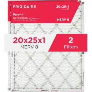 Frigidaire PureAir® 20x25x1 MERV 8 Allergen Electrostatic Pleated Air Conditioner HVAC AC Furnace Filters – 6 Pack (exact dimensions 19.81 X 24.81 X 0.81)(20 x 25 x 1)