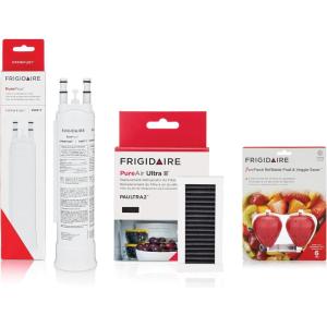 Frigidaire PurePour PWF-1 (FPPWFU01) & PureAir Ultra II (PAULTRA2) & PureFresh (FRPFUFV2) Water & Air Filter Combo Kit(Regular)