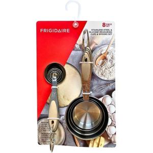 Frigidaire Stainless Steel Measuring Cups and Spoons, Set of 8, Silicone Handle (LIGHT TAUPE)(LIGHT TAUPE)