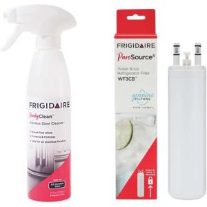 Frigidaire WF3CB Water Filter Replacement + Bonus Stainless Steel Fridge Cleaner Spray Bundle