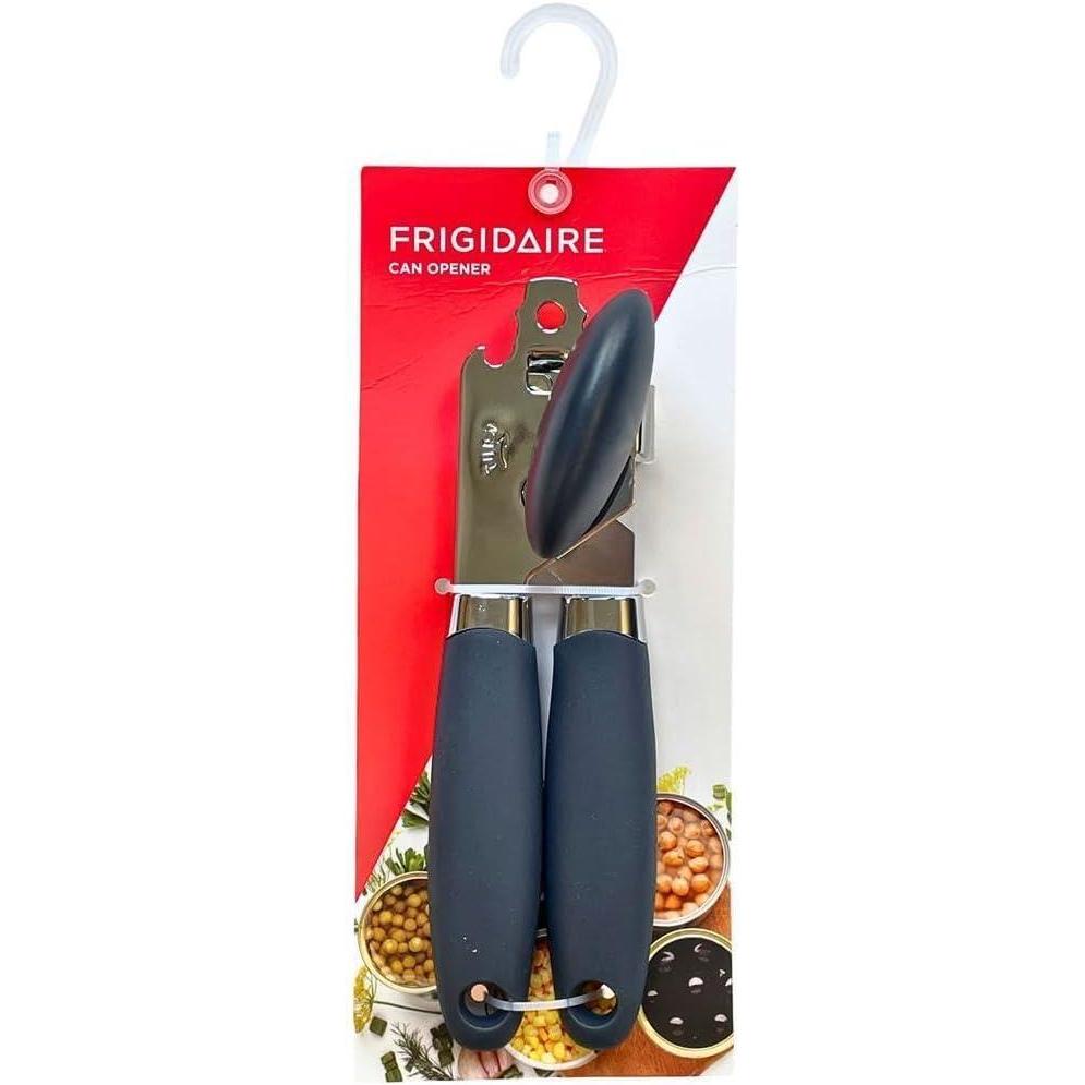 imageFrigidaire Stainless Steel Manual Can Opener with Soft Touch Handle Oversized Handheld Easy Turn Knob OLIVENavy