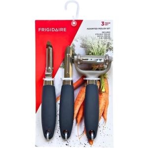 Frigidaire 3-Piece Peeler Set – Straight Peeler, Swivel Peeler, 3-in-1 Peeler – Stainless Steel and Silicone (OLIVE)(Navy)