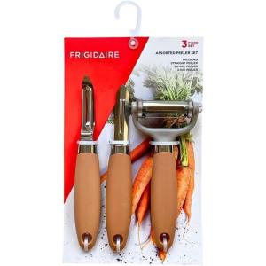 Frigidaire 3-Piece Peeler Set – Straight Peeler, Swivel Peeler, 3-in-1 Peeler – Stainless Steel and Silicone (OLIVE)(Rose)