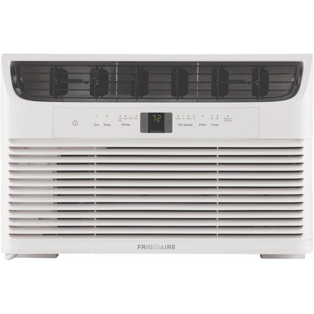imageFrigidaire 12000 BTU Window Air Conditioner with Remote Control Cools Up to 550 Sq Ft Quiet Operation Eco Mode 3 Fan Speeds Auto Restart White8 000 BTU Electronic Controls