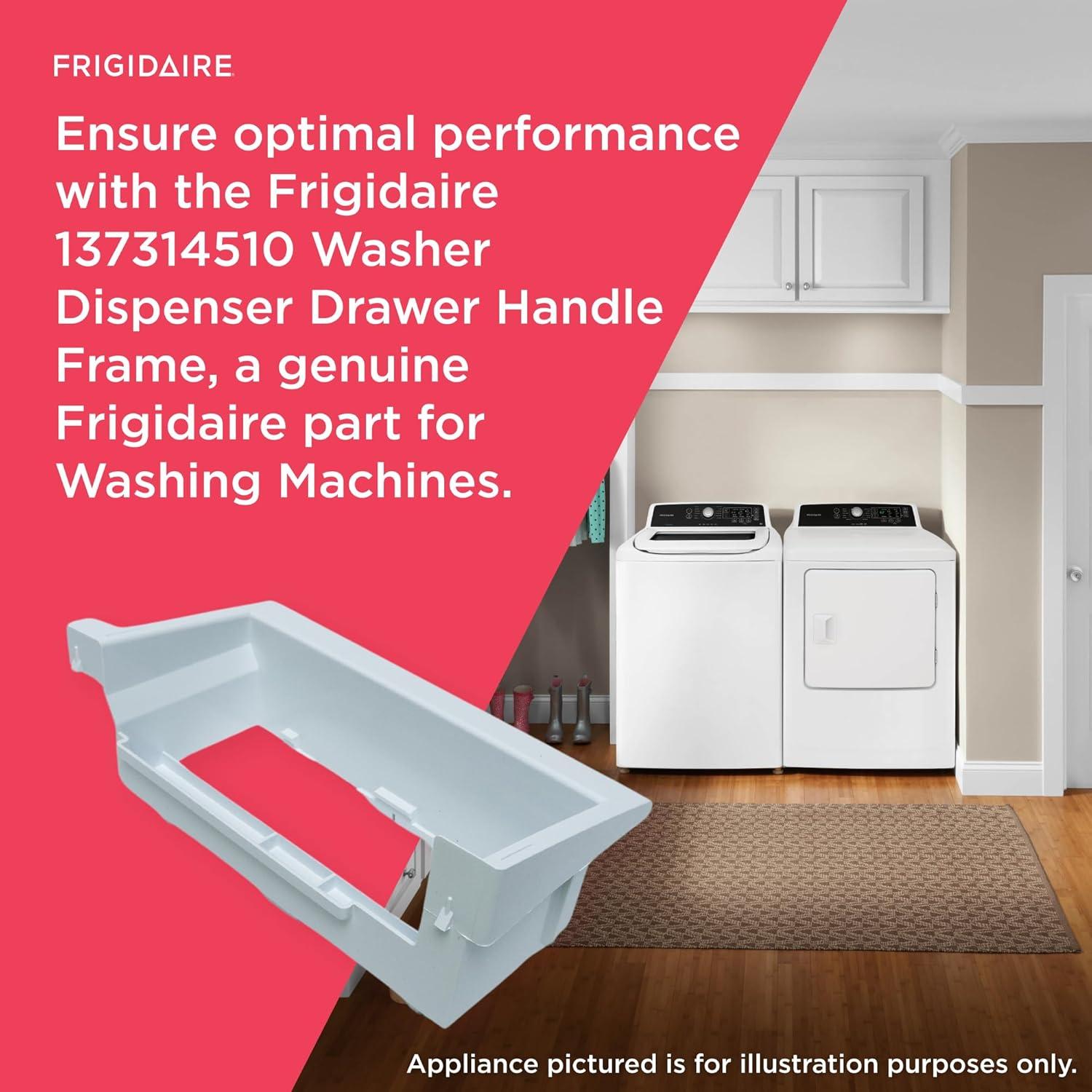 imageFrigidaire 137314510 Washer Dispenser Drawer Handle Frame for Washing Machines White