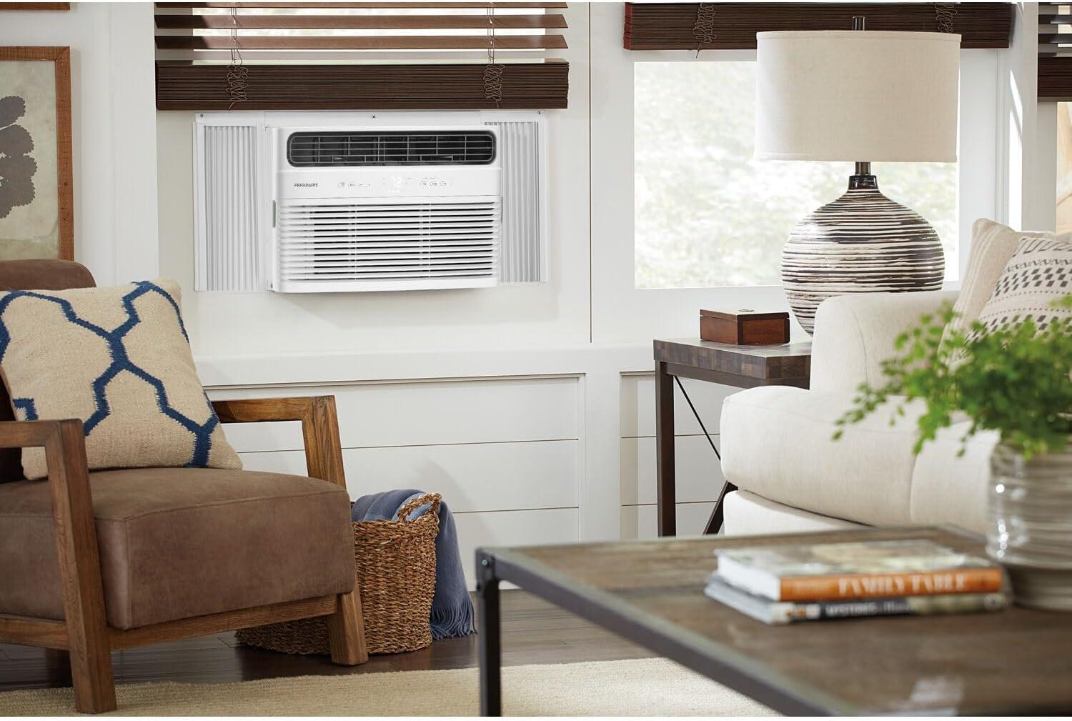 imageFrigidaire 8000 BTU Window Air Conditioner amp Dehumidifier 115V Cools up to 350 Sq Ft for Apartment Dorm Room amp SmallMedium Rooms with Remote Control Programmable Timer and Sleep Mode White
